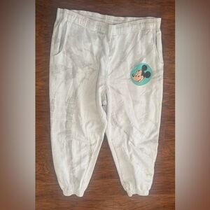 Mickey Mouse Disney Parks Official Sweatpants Grey White Tie Dye Marble Size XL